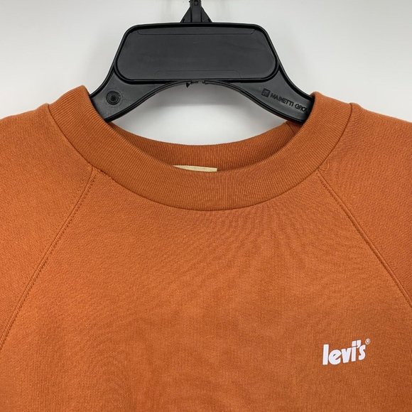 Levis Sweatshirt Orange Laundry Day Cropped Raw Hem Fleece NWT - Picture 4 of 13
